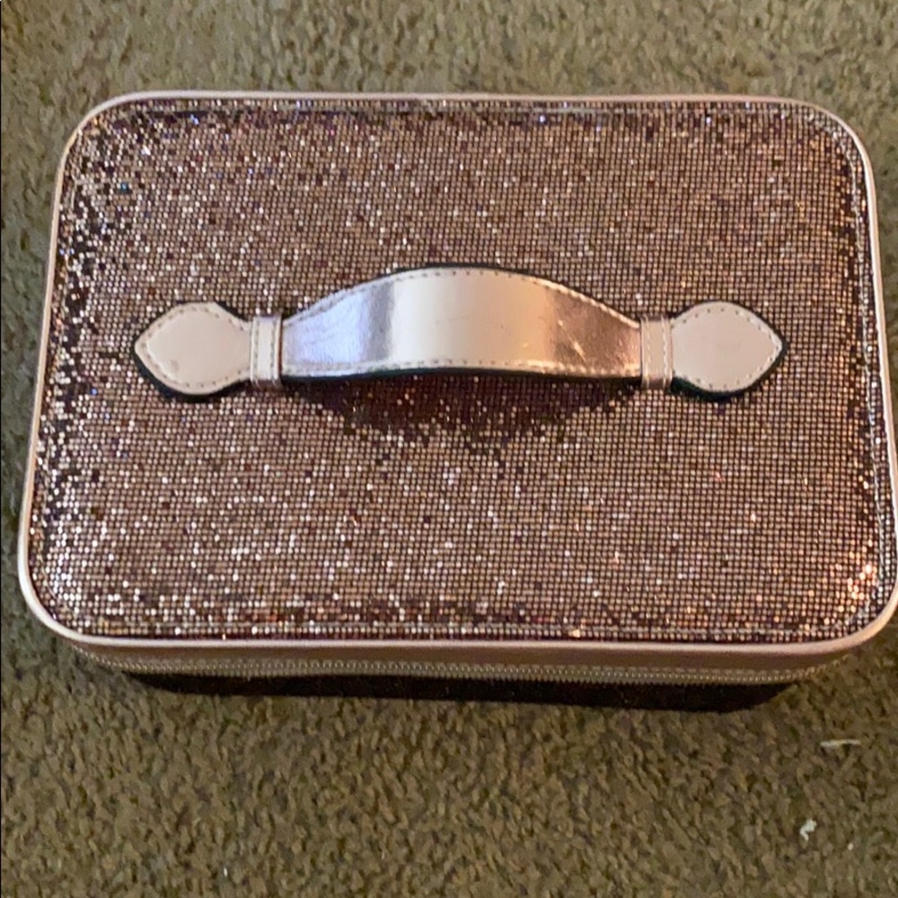 Pink sequined makeup case